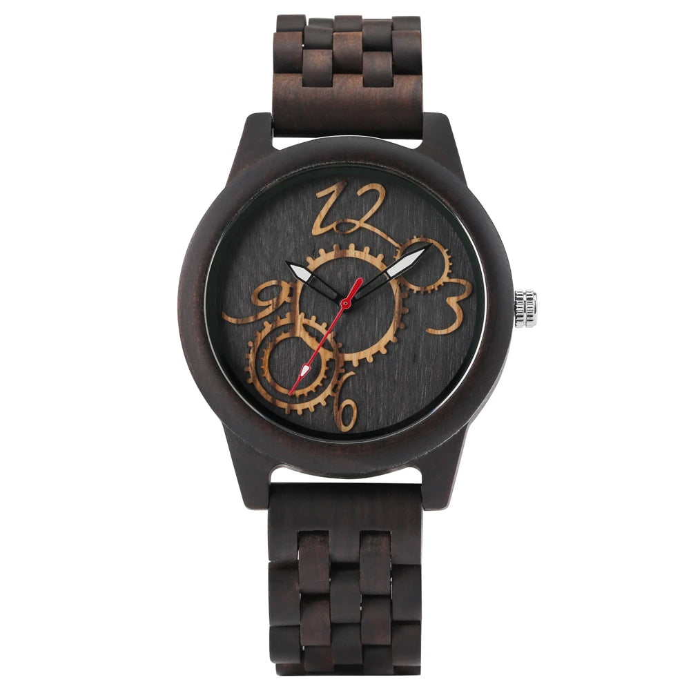 Bob Bird Luxury Watch Gearwheel Arabic Numerals Wooden Layer Design Dial Folding Clasp Watchband Stylish Male Watches