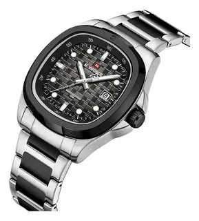 NAVIFORCE Fashion Men's Business Quartz Watch Stainless Steel Luminous Calendar Clock Male Square Dial Sports Wristwatch