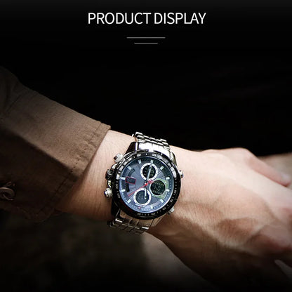 NAVIFORCE Men's Quartz Watches New Dual Display 30m Waterproof Sports Wrist Watch Stainless Steel Casual Clock Relogio Masculino