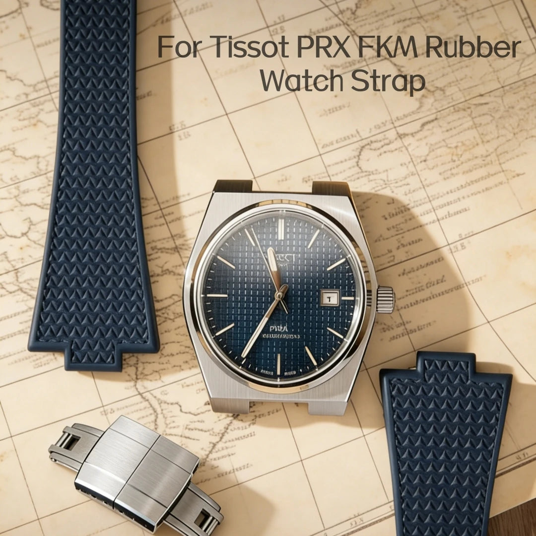 12mm Watch Strap Fit For Tissot PRX 35mm 40mm Dial FKM Rubber Quick Release Spring Bars Cut To Size Watch Bands