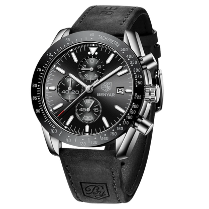 SAPPHERO Classic Quartz Men's Watch Chronicle Waterproof Men's Watch Leather Strap Business Casual Sports Clock
