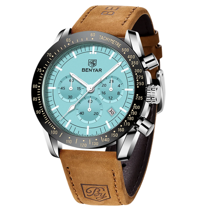 SAPPHERO Classic Quartz Men's Watch Chronicle Waterproof Men's Watch Leather Strap Business Casual Sports Clock