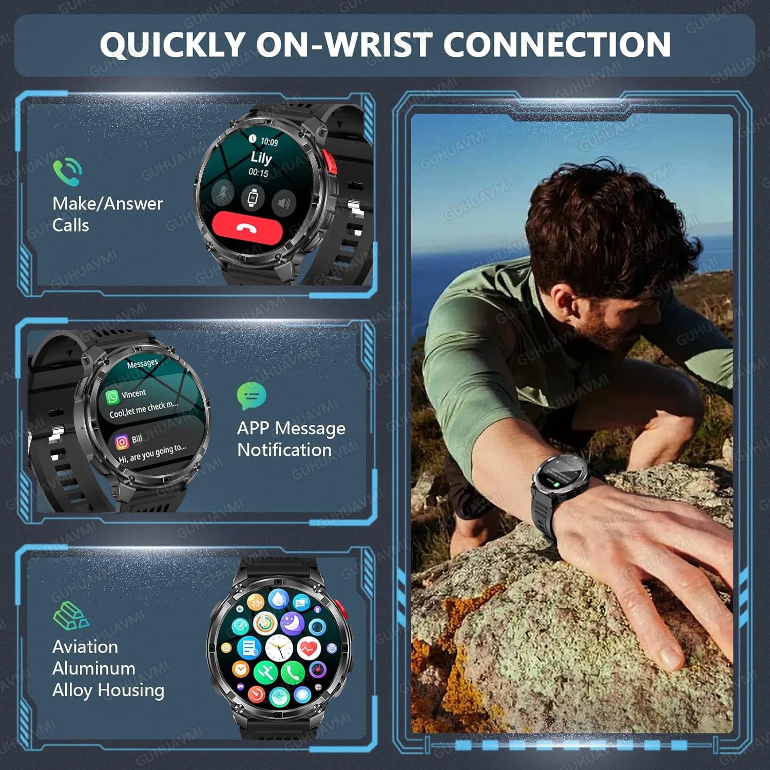 2026 New T-Rex3 Ultra 1100mAh Super Capacity Battery Adult Men Smart Watch 1.7" Large Screen Call 5ATM Waterproof Sports Watches