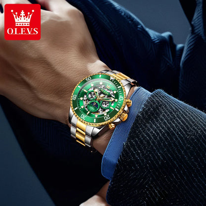 OLEVS 6715 Men's Watch Hollow Date Automatic Mechanical Watch For Men 43mm Big Dial Moon Phase Fashion Waterproof Man Wristwatch