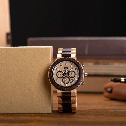 BOBOBIRD & KINGNOW Retro Design Men's Eco-Friendly Wooden Quartz Watch Vintage Eco-Friendly Wood Wristwatch Fashion Timepiece
