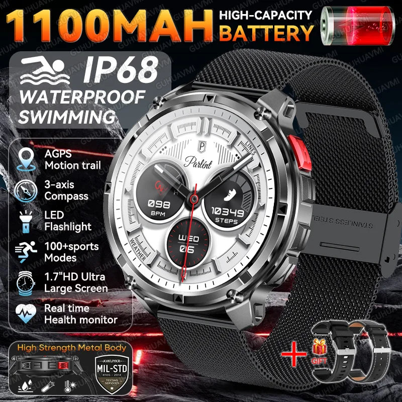 2026 New T-Rex3 Ultra 1100mAh Super Capacity Battery Adult Men Smart Watch 1.7" Large Screen Call 5ATM Waterproof Sports Watches