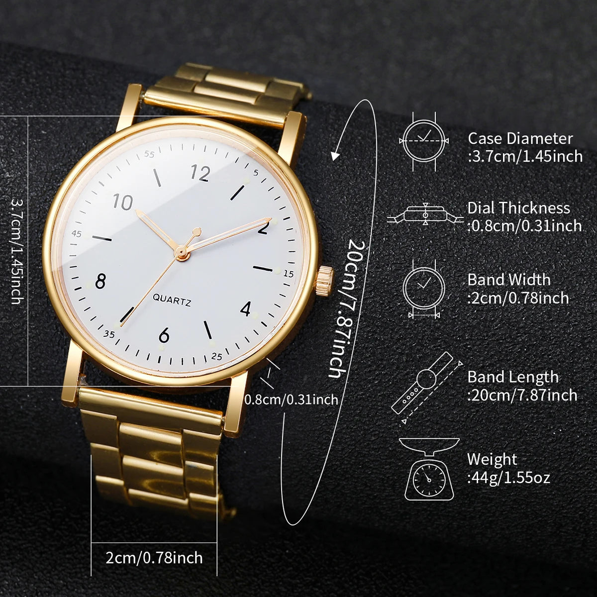 4PCS/Set Fashion Arabic Dial Women Watches Ladies Quartz Wristwatch Rhinestone Bracelets Set Reloj Mujer（Without Box）