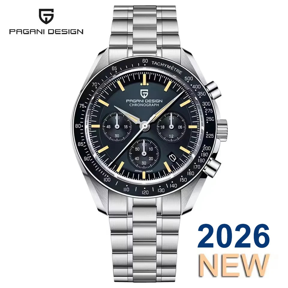 2026 New PAGANI DESIGN Mens Watches Top Brand Luxury Automatic Quartz Chronograph Waterproof Sport Stainless Steel Clock Relogio