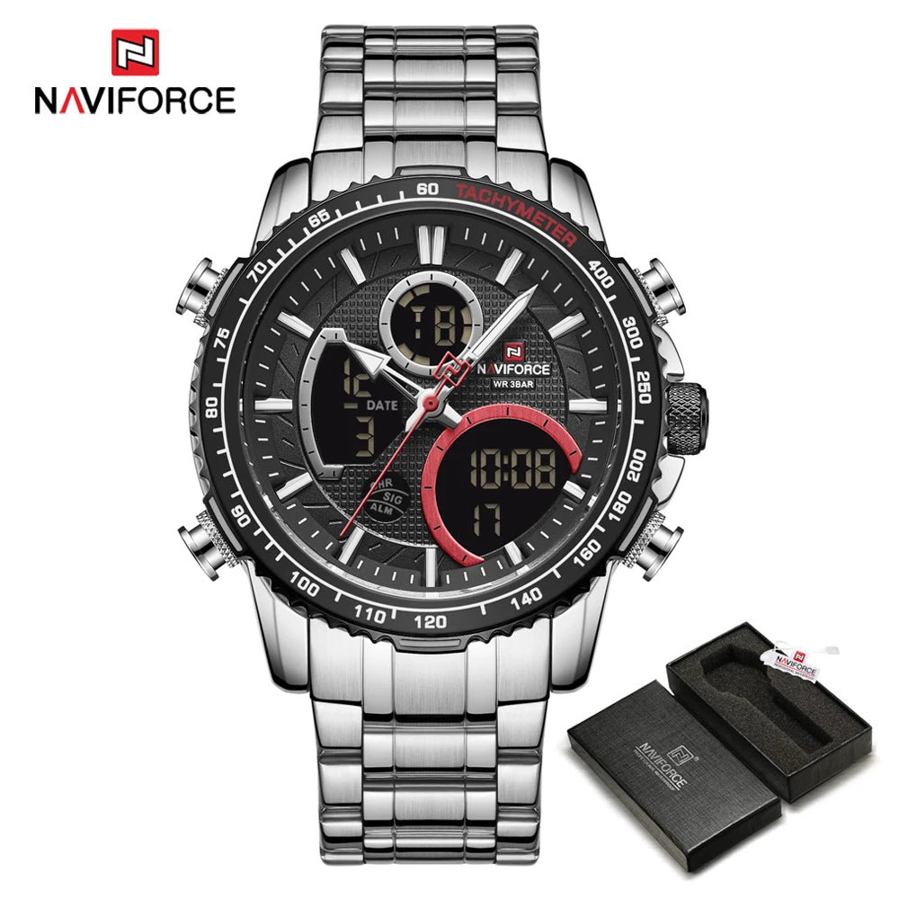 NAVIFORCE 2025 New Sport Watch for Men Luxury Original Wrist Watch Stainless Steel Mens Dual Display Military Waterproof Watches