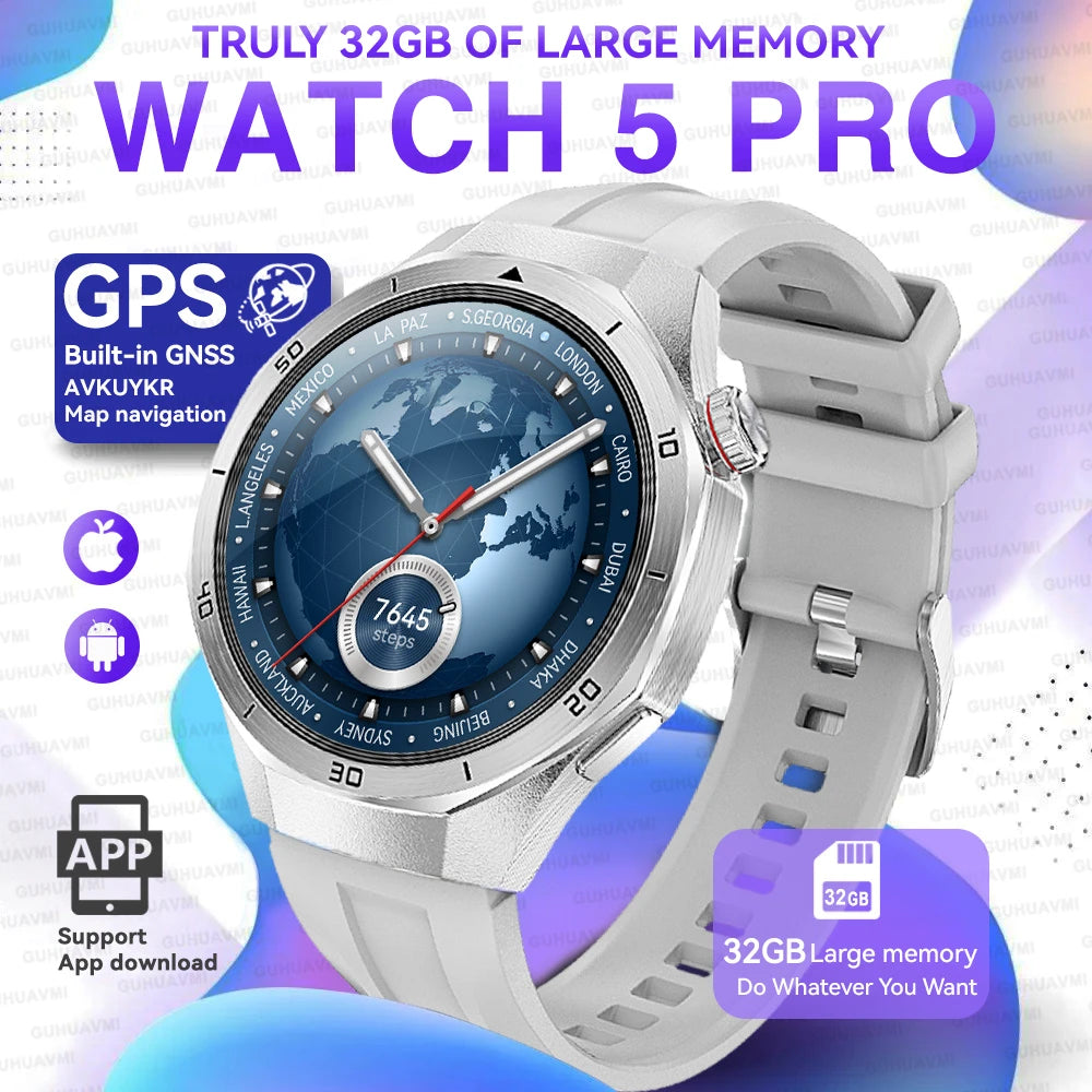 2026 New Watch 5 Pro GPS Map Navigation Smartwatch 32G memory Video Music Play NFC Call Titanium alloy Waterproof Smartwatch Men