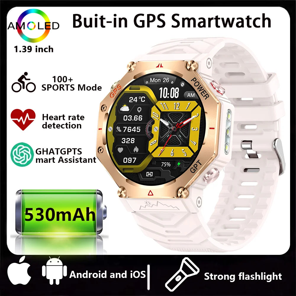 2026 New ChatGPT AI assistant Smart Watch 3ATM Waterproof GPS Built-in Dual-band GNSS Compass Military Sport SmartwatchMen Woman