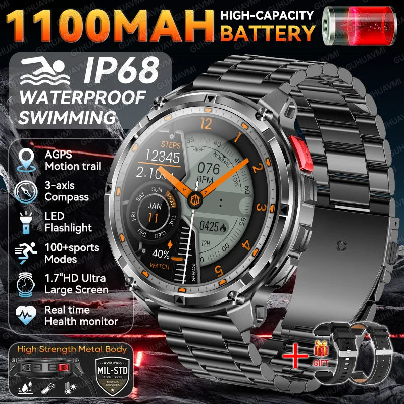 2026 New T-Rex3 Ultra 1100mAh Super Capacity Battery Adult Men Smart Watch 1.7" Large Screen Call 5ATM Waterproof Sports Watches