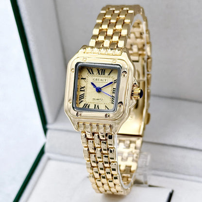 New Women Watch Light Luxury Brand Business Gold Stainless Steel Ladies Fashion Quartz Watches Female Clock Bracelet Wristwatch