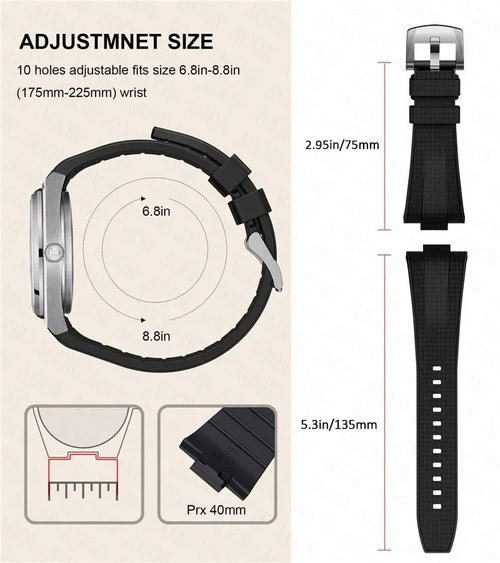 12mm Quick Release Rubber Strap for Tissot PRX Powermatic 40mm T137.407 T137.410 Men Convex Silicone Replace Watch Band Bracelet