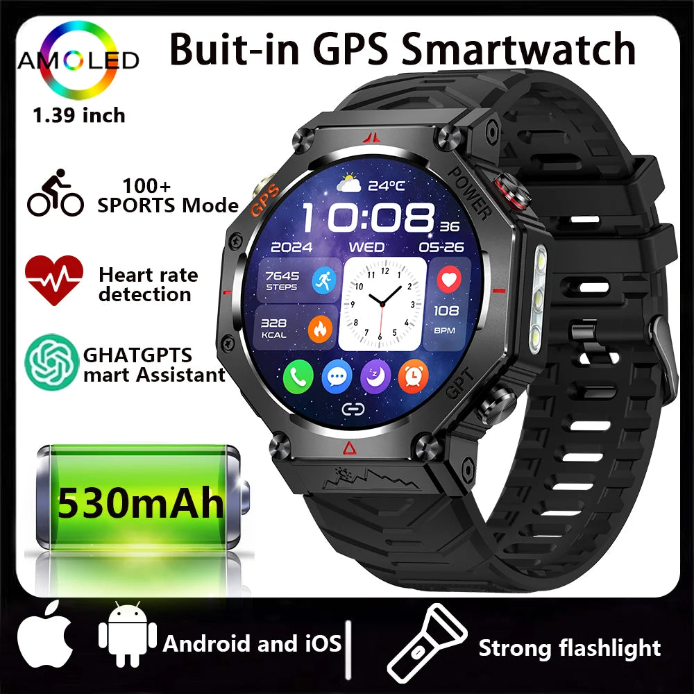 2026 New ChatGPT AI assistant Smart Watch 3ATM Waterproof GPS Built-in Dual-band GNSS Compass Military Sport SmartwatchMen Woman