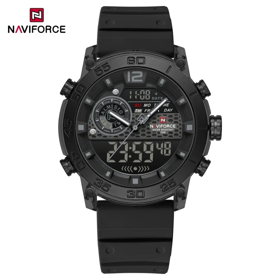 NAVIFORCE Men's Lightweight Sports Wrist Watch Dual Display Time Night Light Watches Boy's Quartz  Stopwatch Multifunctional