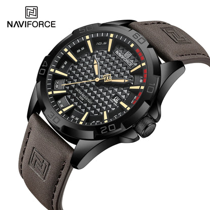 NAVIFORCE Brand Men Fashion Quartz Watches Male Leather Strap Sport Waterproof Wristwatches CalendarClock Relogio Masculino