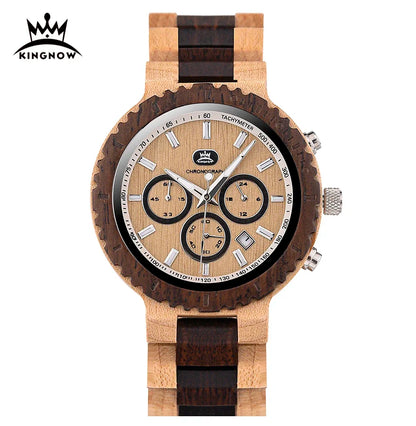 BOBOBIRD & KINGNOW Retro Design Men's Eco-Friendly Wooden Quartz Watch Vintage Eco-Friendly Wood Wristwatch Fashion Timepiece