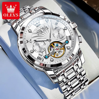 OLEVS 7088 Original Luxury Brand Men's Watch Chronograph Date Stainless steel Waterproof Mechanical Watch for Men NEW
