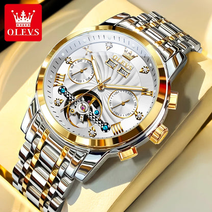 OLEVS 7088 Original Luxury Brand Men's Watch Chronograph Date Stainless steel Waterproof Mechanical Watch for Men NEW