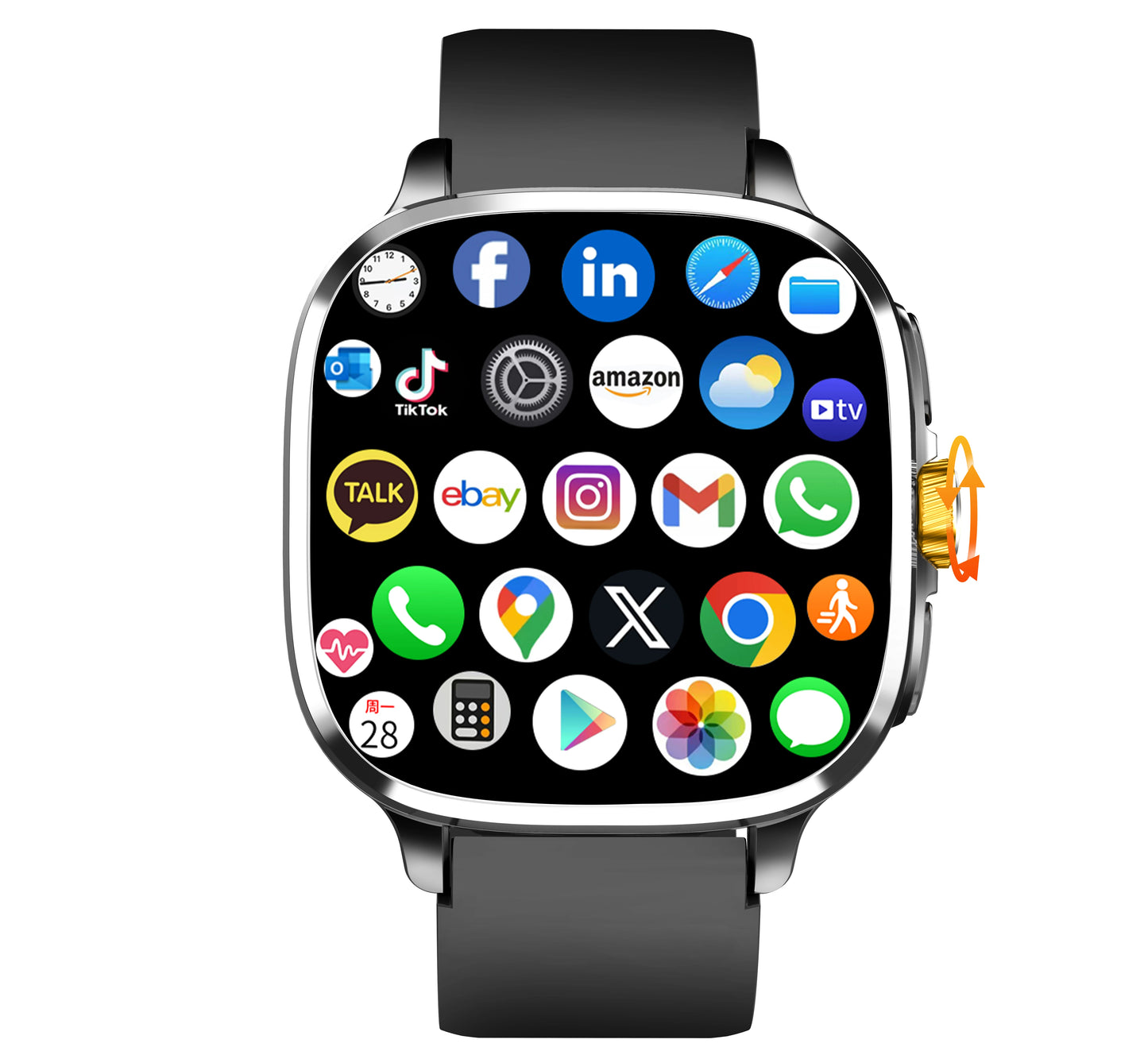 Global Version Android 13.0 S99 Smartwatch 2.4 inch Amoled Screen insert Sim Card GPS WIFI 190° Rotating Camera Game Smart Watch