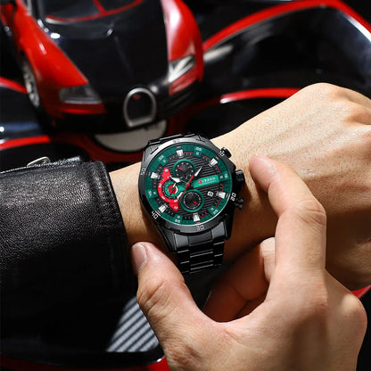 Stainless Steel Watches for Mens Creative Fashion Luminous Dial with Chronograph Clock Male Casual Wristwatches Business