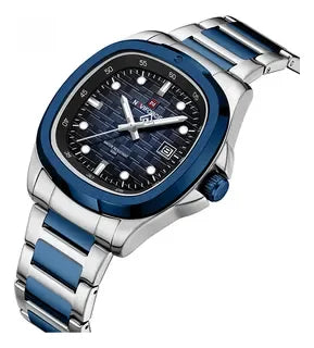 NAVIFORCE Fashion Men's Business Quartz Watch Stainless Steel Luminous Calendar Clock Male Square Dial Sports Wristwatch