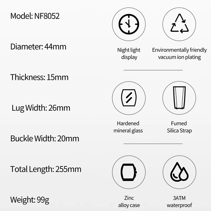NAVIFORCE Men Quartz Multi-function Calendar Watches Male Personalized Fashion Sport  Wrist Watches Large Dial TPU Strap Clock