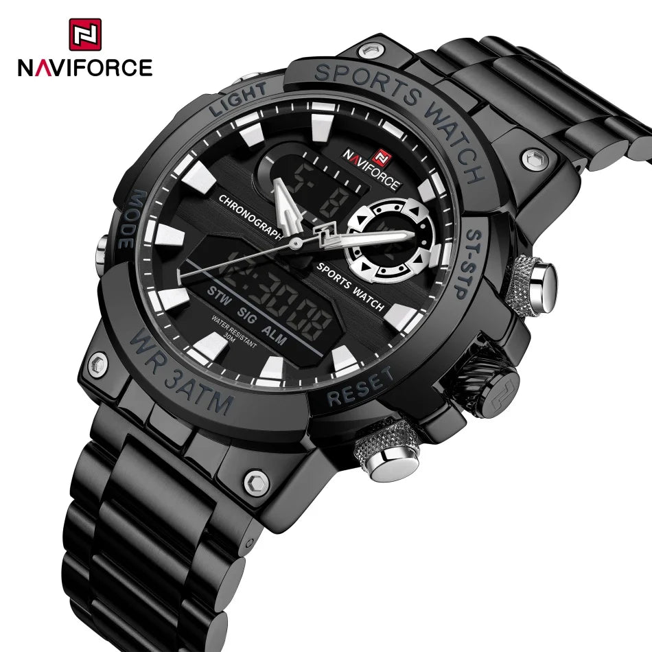 NAVIFORCE Men Military Watch Waterproof Wristwatch Dual Display Quartz Clock Sport Watch Male Big Watches Men Relogios Masculino
