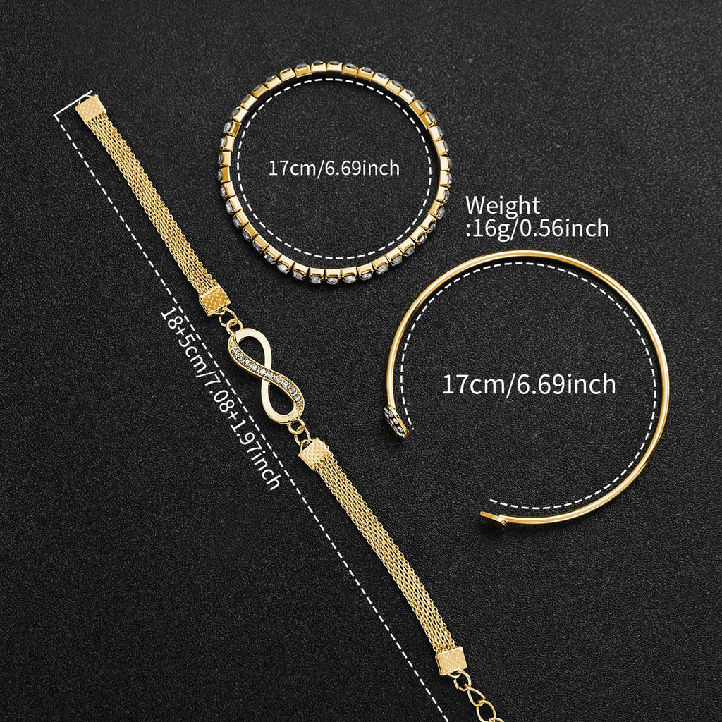 4PCS/Set Fashion Arabic Dial Women Watches Ladies Quartz Wristwatch Rhinestone Bracelets Set Reloj Mujer（Without Box）