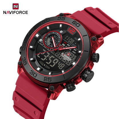 NAVIFORCE Men's Lightweight Sports Wrist Watch Dual Display Time Night Light Watches Boy's Quartz  Stopwatch Multifunctional