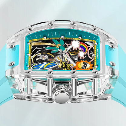 PINDU Watch Unique Dial Design Style Men Mechanical Watch Summer Beach Fashion Watch Glowing Waterproof Resin Automatic Watches