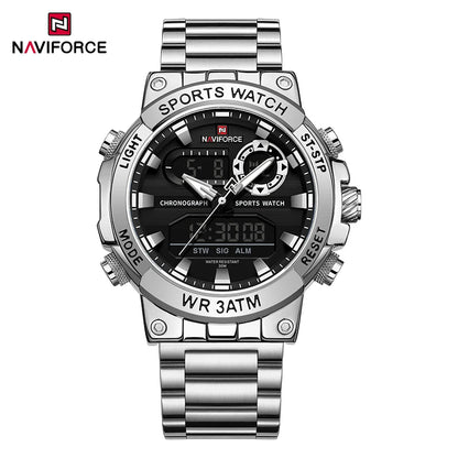 NAVIFORCE Mens Watch Dual Display Sport 30M Water Resistant Digital Chronograph Clock Army Military Style Male Wristwatch NF9237