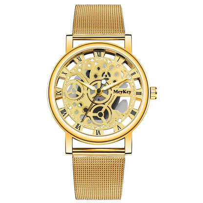 Fashion Top Women Hollow Skeleton Faux Mechanical Watch Ladies Metal Mesh Quartz Wrist Watches For Female Relogio Feminino