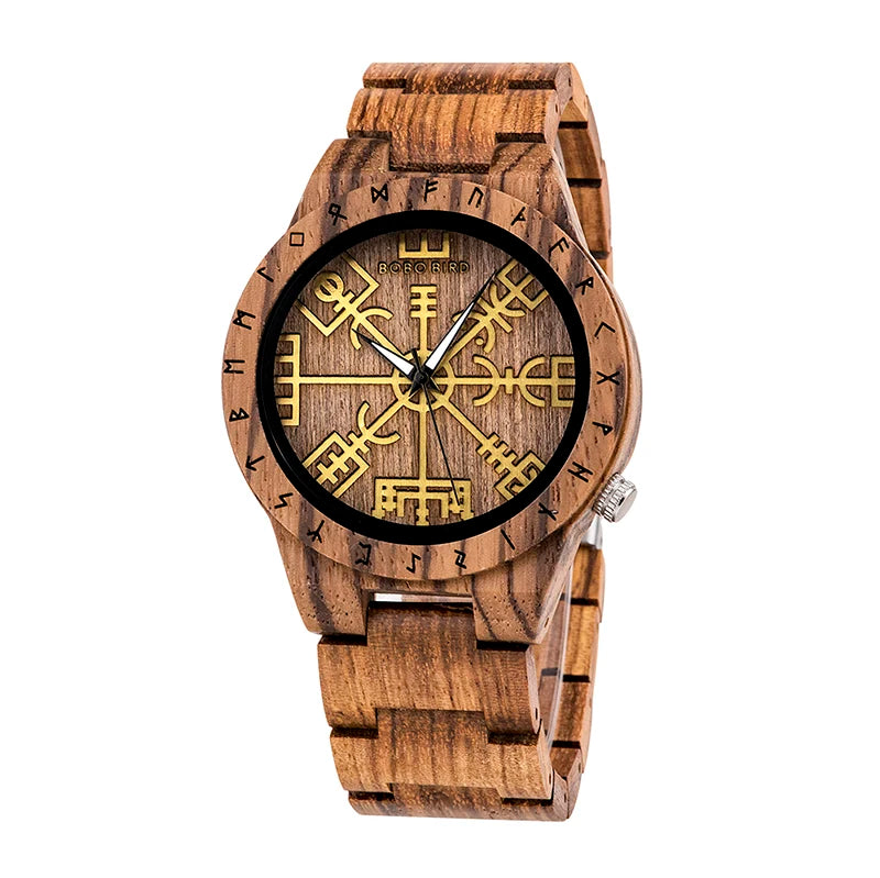 BOBO BIRD Wood Watches Relogio Masculino Watch for Men Viking Warriors Symbol Relojes Para Hombre часы мужские Logo Custom