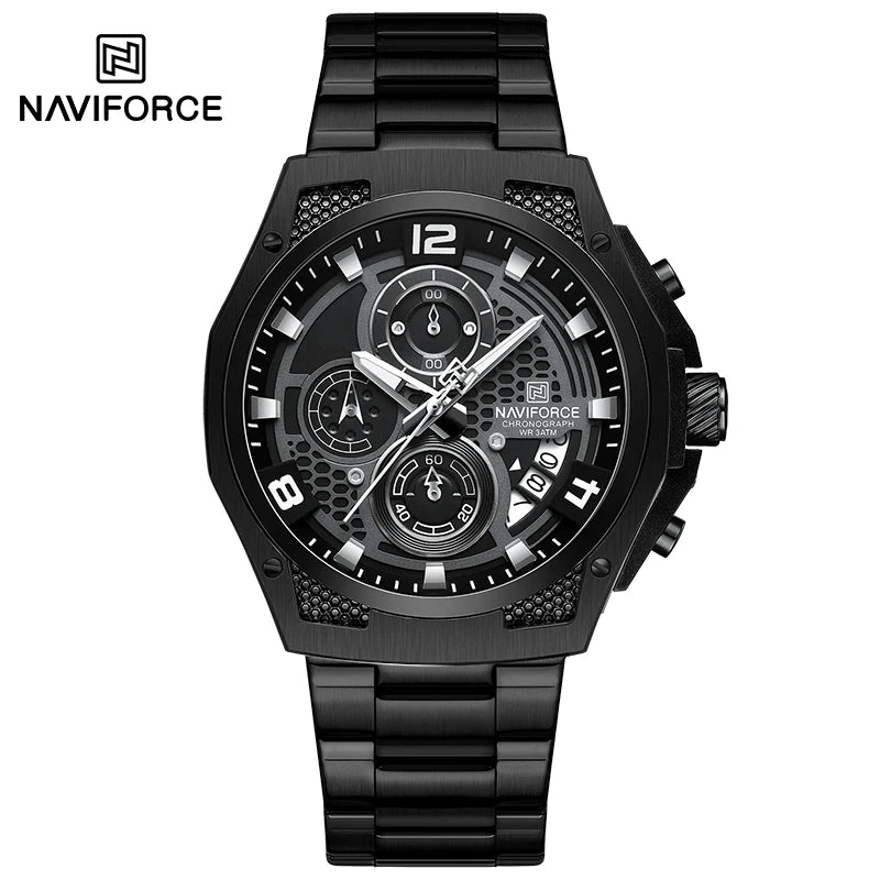 NAVIFORCE Brand Casual Sports Men Watches Multifunction Steel Strap Quartz Chronograph With Date Display Wristwatch Reloj Hombre