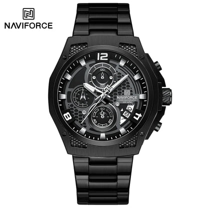 NAVIFORCE Brand Casual Sports Men Watches Multifunction Steel Strap Quartz Chronograph With Date Display Wristwatch Reloj Hombre