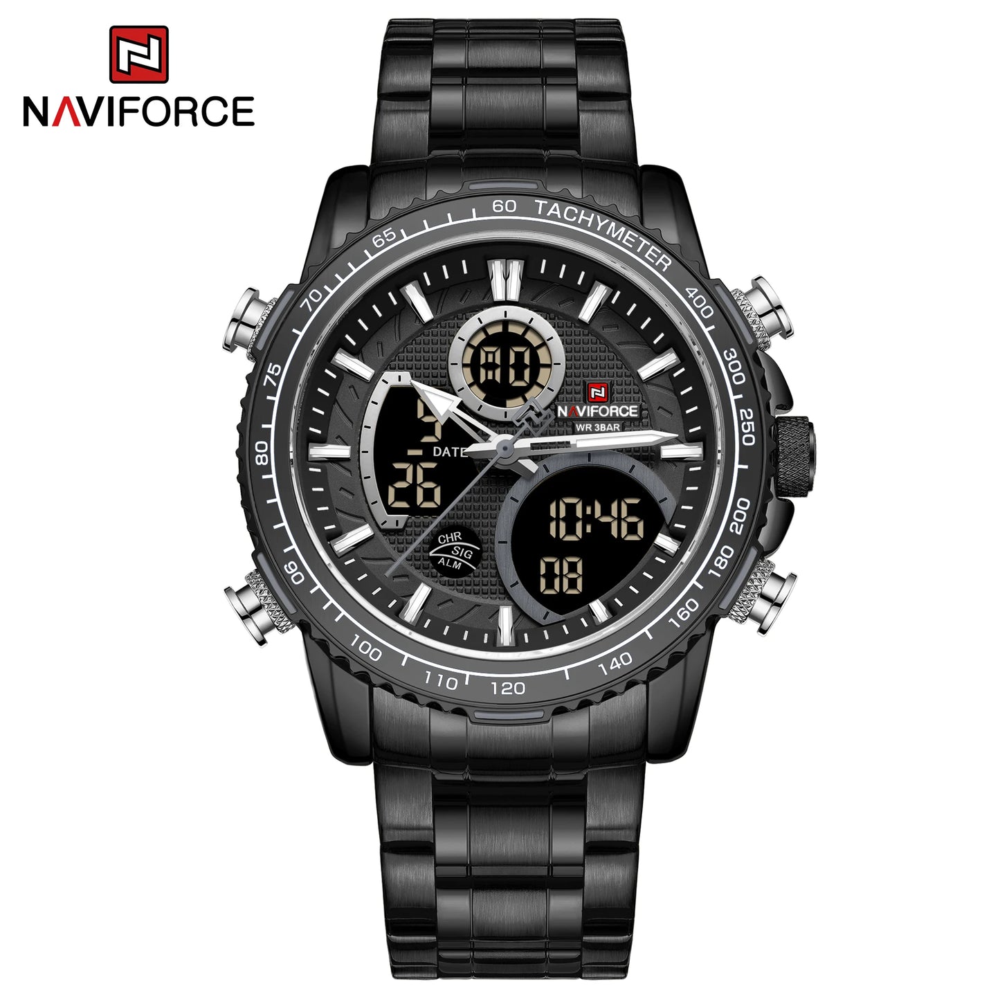 NAVIFORCE 2025 New Sport Watch for Men Luxury Original Wrist Watch Stainless Steel Mens Dual Display Military Waterproof Watches