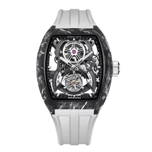 ChronoState BONEST GATTI Carbon Tourbillon – Tonneau Mechanical Watch | Carbon Fiber Luxury Timepiece