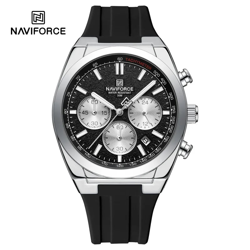 NAVIFORCE Men Watches Multifunctional Chronograph Silicone Strap Luminous Hands 3ATM Waterproof High Quality Original for Man