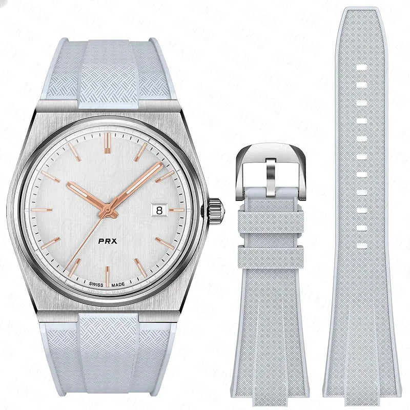 12mm Silicone Rubber Strap for Tissot PRX T137.407/T137.410 Super Player 40mm Men Quick Release Convex End Watch Band Bracelet