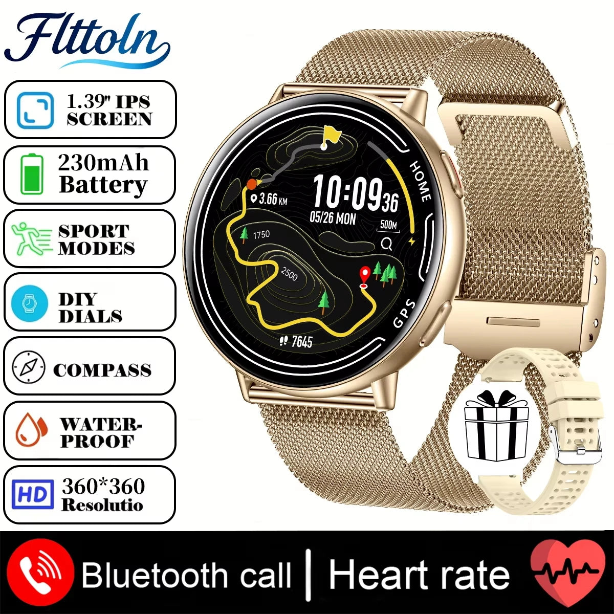 New hot GPS smartwatch 1.43 AMOLED Compass, IP68 waterproof,Bluetooth call,multi-sport watch, gift for men and women For Android