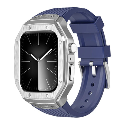 Luxury Modification Kit Metal Case+TPU Strap Replacement Accessories Compatible for I Watch Series 9 8 7 45mm 6 5 4 Se 44mm