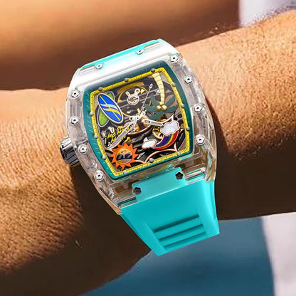 PINDU Watch Unique Dial Design Style Men Mechanical Watch Summer Beach Fashion Watch Glowing Waterproof Resin Automatic Watches