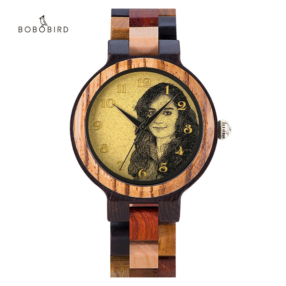 BOBO BIRD Custom Wooden Watch Personalized Photo Couple Fashion Casual Gift for  Him Anniversary Present Support Dropshipping