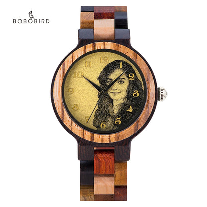 BOBO BIRD Custom Wooden Watch Personalized Photo Couple Fashion Casual Gift for  Him Anniversary Present Support Dropshipping