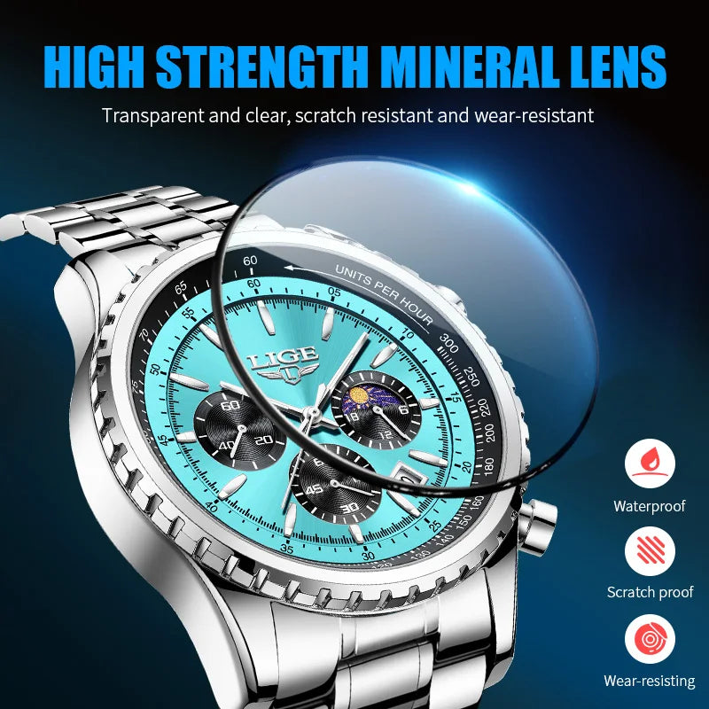 2025 LIGE Top Brand Luxury New Men Watch Quartz Man Watches Waterproof Luminous Watch for Men Date Chronograph Sport Wristwatch