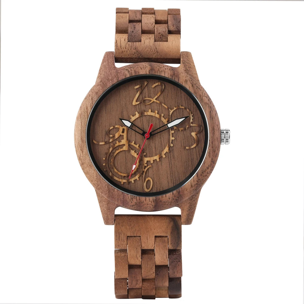 Bob Bird Luxury Watch Gearwheel Arabic Numerals Wooden Layer Design Dial Folding Clasp Watchband Stylish Male Watches