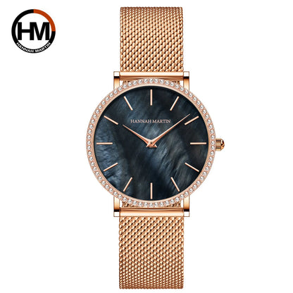 Hannah Martin Luxury Water Diamond Rose Gold  Quartz Watch