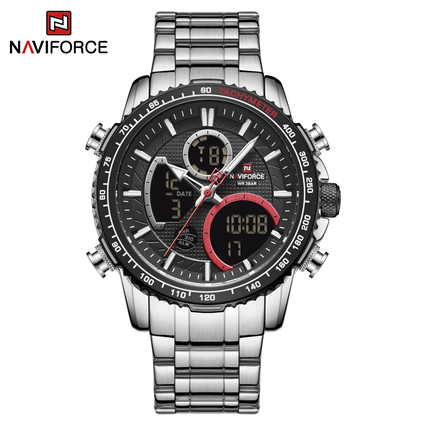 NAVIFORCE 2025 New Sport Watch for Men Luxury Original Wrist Watch Stainless Steel Mens Dual Display Military Waterproof Watches